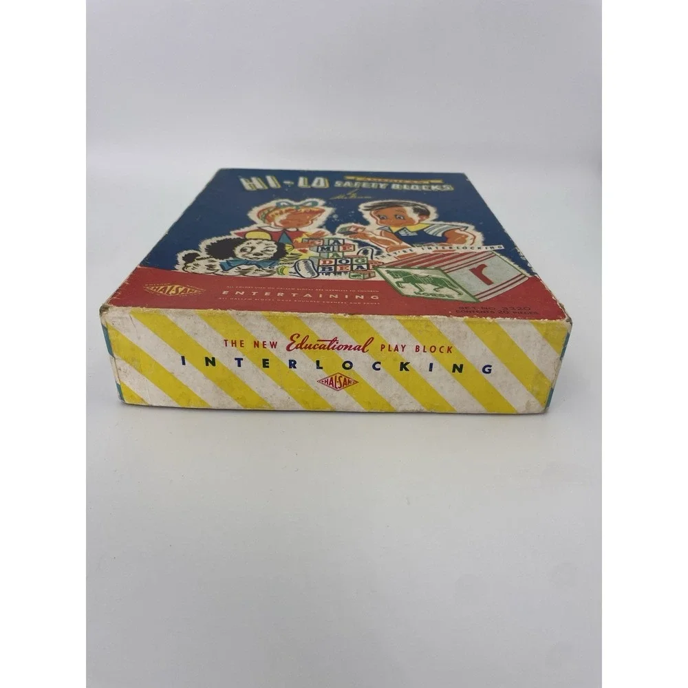 1950'S Vintage Halsam Hi-Lo Blocks BOX ONLY #3220 Toy Collectors BOX- No Blocks